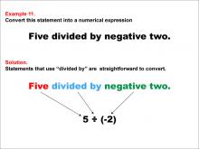 Math Example: Language of Math--Numerical Expressions--Division--Example 11