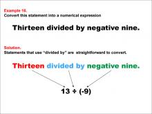 Math Example: Language of Math--Numerical Expressions--Division--Example 16
