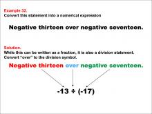 Math Example: Language of Math--Numerical Expressions--Division--Example 32