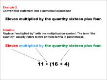 Math Example: Language of Math--Numerical Expressions--Grouping Symbols--Example 2