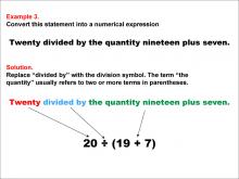 Math Example: Language of Math--Numerical Expressions--Grouping Symbols--Example 3