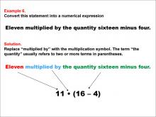 Math Example: Language of Math--Numerical Expressions--Grouping Symbols--Example 6