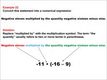 Math Example: Language of Math--Numerical Expressions--Grouping Symbols--Example 22