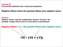 Math Example: Language of Math--Numerical Expressions--Grouping Symbols--Example 25
