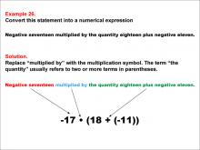 Math Example: Language of Math--Numerical Expressions--Grouping Symbols--Example 26