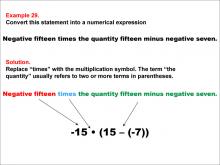 Math Example: Language of Math--Numerical Expressions--Grouping Symbols--Example 29