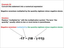 Math Example: Language of Math--Numerical Expressions--Grouping Symbols--Example 30