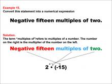 Math Example: Language of Math--Numerical Expressions--Multiplication--Example 15