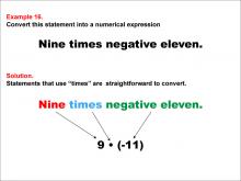 Math Example: Language of Math--Numerical Expressions--Multiplication--Example 16