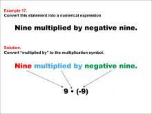Math Example: Language of Math--Numerical Expressions--Multiplication--Example 17
