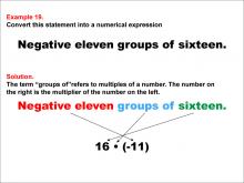 Math Example: Language of Math--Numerical Expressions--Multiplication--Example 19