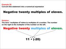 Math Example: Language of Math--Numerical Expressions--Multiplication--Example 20