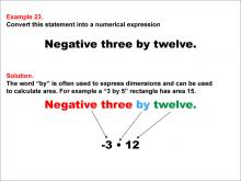 Math Example: Language of Math--Numerical Expressions--Multiplication--Example 23