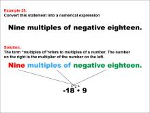 Math Example: Language of Math--Numerical Expressions--Multiplication--Example 25