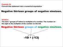Math Example: Language of Math--Numerical Expressions--Multiplication--Example 34