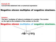 Math Example: Language of Math--Numerical Expressions--Multiplication--Example 35