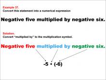 Math Example: Language of Math--Numerical Expressions--Multiplication--Example 37