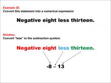 Math Example: Language of Math--Numerical Expressions--Subtraction--Example 28