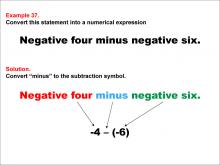 Math Example: Language of Math--Numerical Expressions--Subtraction--Example 37