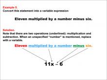 Math Example: Language of Math--Variable Expressions--Multiplication and Subtraction--Example 5