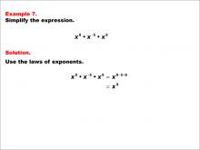 Math Example--Exponential Concepts--Laws of Exponents: Example 7