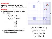 Math Example--Linear Function Concepts--The Equation of a Line Given Two Points: Example 1