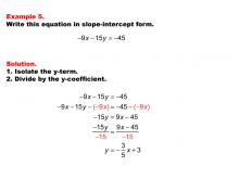 Math Example: Linear Equations in Standard Form: Example 5