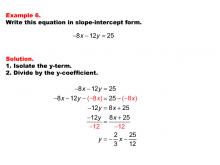 Math Example--Linear Function Concepts--Linear Equations in Standard Form: Example 6
