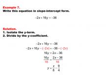 Math Example: Linear Equations in Standard Form: Example 7