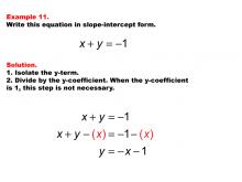 Math Example--Linear Function Concepts--Linear Equations in Standard Form: Example 11