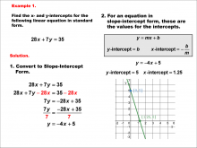 Math Example--Linear Function Concepts--Linear Intercepts: Example 1