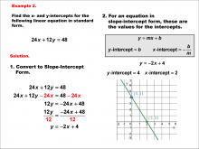 Math Example--Linear Function Concepts--Linear Intercepts: Example 2
