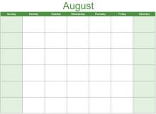 Math Clip Art--Calendar Template--August