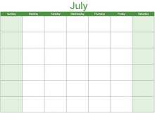 Math Clip Art--Calendar Template--July