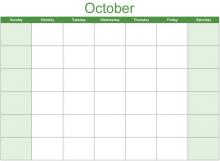 Math Clip Art--Calendar Template--October