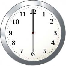 Math Clip Art--Clock Face Showing 6:00