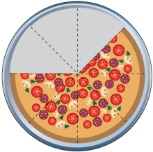 Math Clip Art--Equivalent Fractions Pizza Slices--Five Eighths A