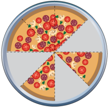 Math Clip Art--Equivalent Fractions Pizza Slices--Five Eighths B