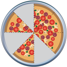 Math Clip Art--Equivalent Fractions Pizza Slices--Five Eighths E