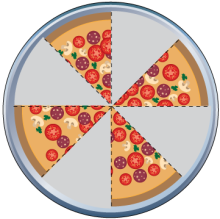 Math Clip Art--Equivalent Fractions Pizza Slices--Four Eighths B