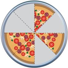Math Clip Art--Equivalent Fractions Pizza Slices--Four Eighths C