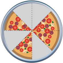 Math Clip Art--Equivalent Fractions Pizza Slices--Four Eighths E