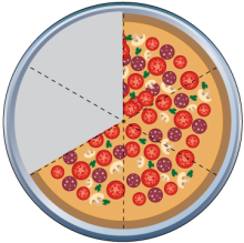 Math Clip Art--Equivalent Fractions Pizza Slices--Four Sixths B