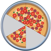 Math Clip Art--Equivalent Fractions Pizza Slices--Four Sixths D