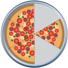 Math Clip Art--Equivalent Fractions Pizza Slices--Four Sixths E