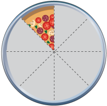 Math Clip Art--Equivalent Fractions Pizza Slices--One Eighth D