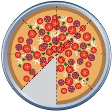Math Clip Art--Equivalent Fractions Pizza Slices--Seven Eighths B