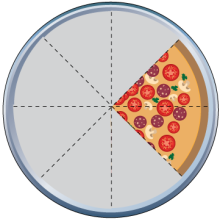 Math Clip Art--Equivalent Fractions Pizza Slices--Two Eighths A