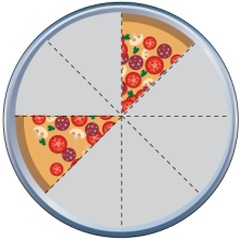Math Clip Art--Equivalent Fractions Pizza Slices--Two Eighths B