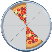 Math Clip Art--Equivalent Fractions Pizza Slices--Two Eighths C